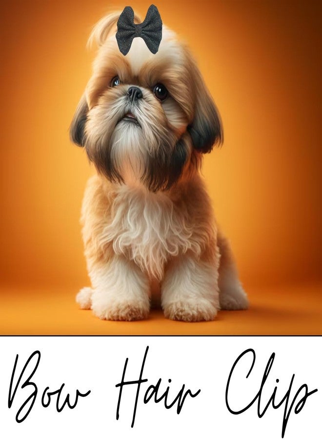 Sage Square Luxury Pet Gliter Bow | Stylish Grooming Clip | Fancy Bowknot for Dogs & Cats | Elegant Non-Slip Hair Accessory for Special Occasions, Parties & Weddings | Perfect for Your Pet (Black) - Image 2